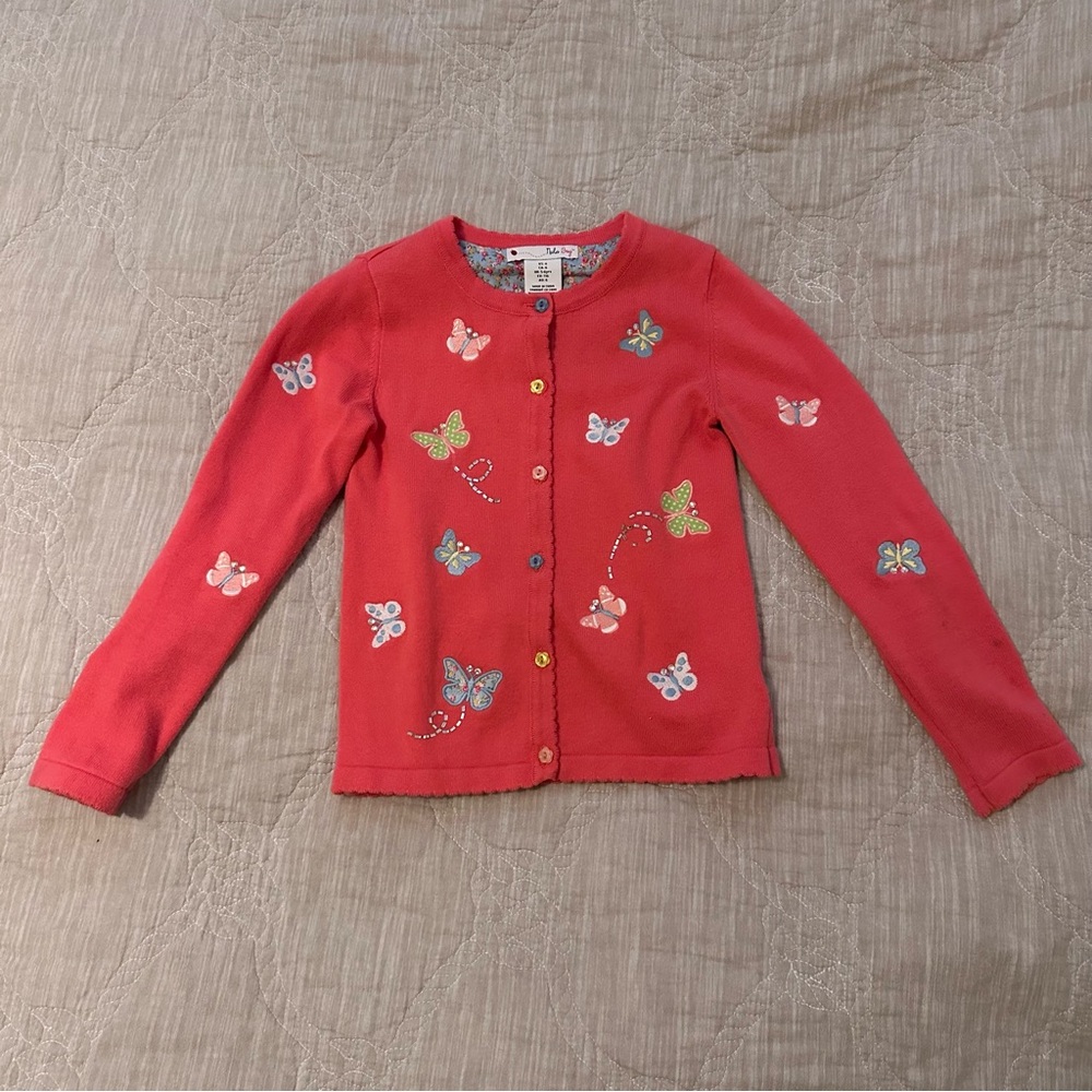 Girls Cardigan with Butterfly Embroidery